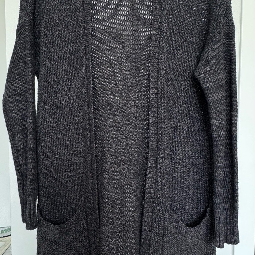 American Eagle Outfitters Charcoal Open-Front Knit Cardigan